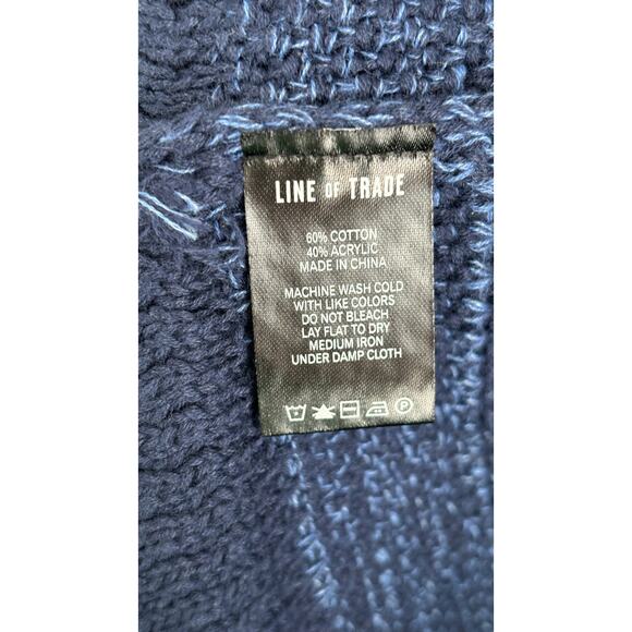 Line Of Trade Knit Crew Neck Division Sweater Pullover Mens Size Large Navy New - Picture 8 of 12